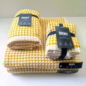 🎁DKNY Bath Towel Set - Gold and White - 8 Pieces